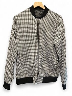 SHEIN Black & White Houndstooth Bomber Jacket